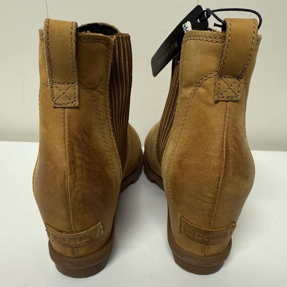 SOREL Joan of Arctic Wedge II Camel Tan Chelsea Leather Boots Women's 9 New - Picture 12 of 13